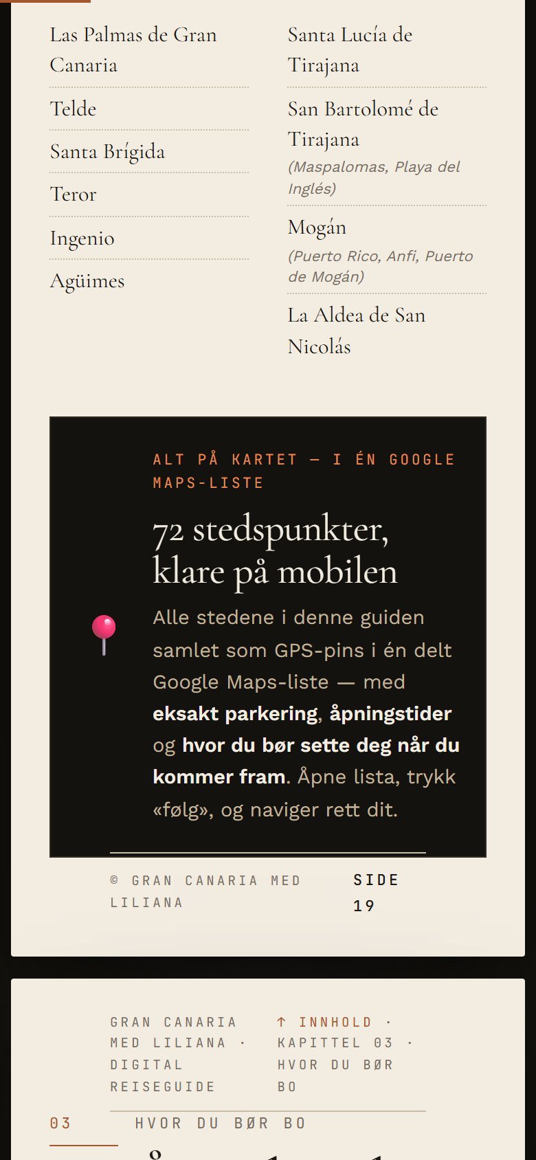 Nettversjonen på mobilen: Google Maps-listen med 72 steder